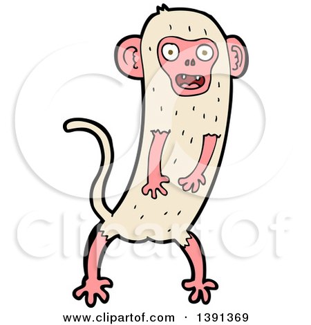 Clipart of a Cartoon White Monkey - Royalty Free Vector Illustration by lineartestpilot