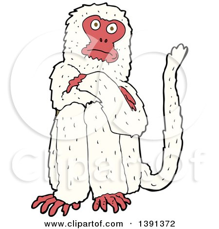 Clipart of a Cartoon White Monkey - Royalty Free Vector Illustration by lineartestpilot