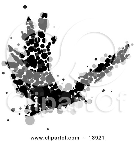 Abstract Crow or Raven Made of Black and Gray Circles in Flight Clipart Illustration by AtStockIllustration