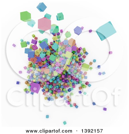 Clipart of a Background of an Aerial View on 3d Colorful Cubes Resembling a Crowded Cityscape, on White - Royalty Free Illustration by KJ Pargeter