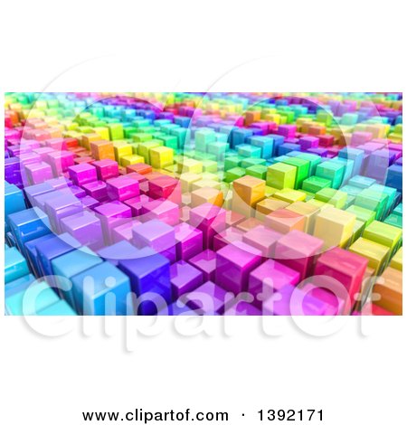 Clipart of a Background of 3d Colorful Cubes Resembling a Crowded Cityscape - Royalty Free Illustration by KJ Pargeter
