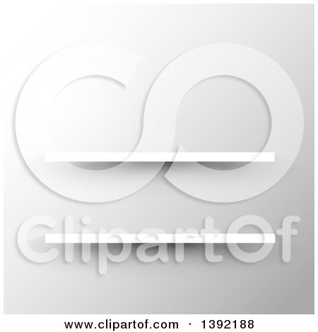 Clipart of a Background of Shelves Against a Wall - Royalty Free Vector Illustration by KJ Pargeter