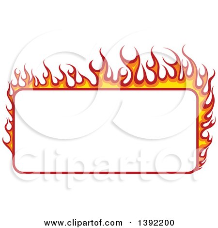 Clipart of a Rectangular Flaming Label Frame Design - Royalty Free Vector Illustration by dero