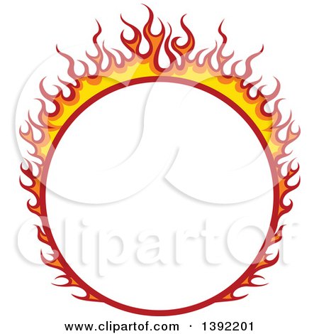 Clipart of a Round Flaming Label Frame Design - Royalty Free Vector Illustration by dero