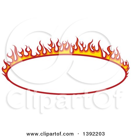 Clipart of an Oval Flaming Label Frame Design - Royalty Free Vector Illustration by dero
