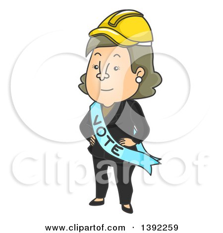 Clipart of a Cartoon Caucasian Female Politician Wearing a Hard Hat - Royalty Free Vector Illustration by BNP Design Studio