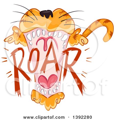Clipart of a Roaring Tiger - Royalty Free Vector Illustration by BNP Design Studio