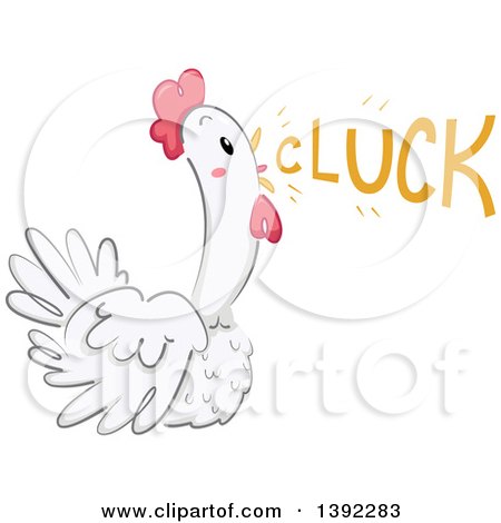 Clipart of a Chicken Making a Cluck Sound - Royalty Free Vector Illustration by BNP Design Studio