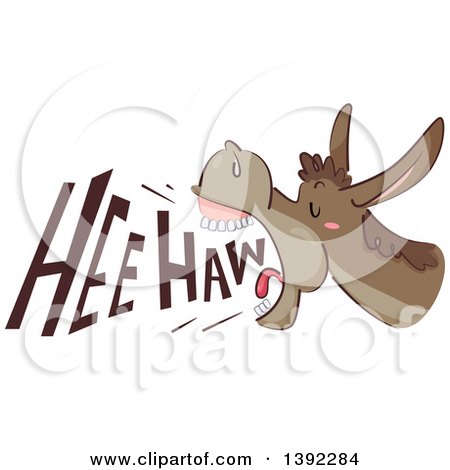 Clipart of a Donkey Braying, with Hee Haw Text - Royalty Free Vector Illustration by BNP Design Studio