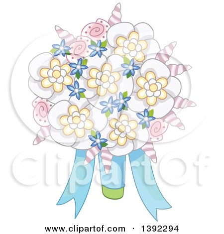 Clipart of a Beach Wedding Themed Flower Bouquet with Shells - Royalty Free Vector Illustration by BNP Design Studio