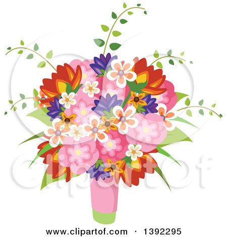 Clipart of a Garden Themed Wedding Floral Bouquet - Royalty Free Vector Illustration by BNP Design Studio