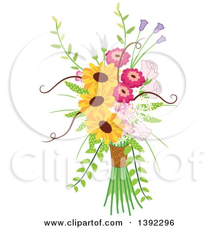 Clipart of a Rustic Themed Wedding Floral Bouquet - Royalty Free Vector Illustration by BNP Design Studio