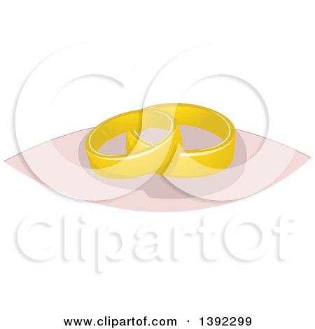Clipart of a Pair of Gold Wedding Band Rings - Royalty Free Vector Illustration by BNP Design Studio