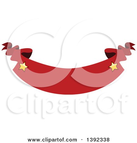 Clipart of a Red Ribbon Banner with Stars - Royalty Free Vector Illustration by BNP Design Studio