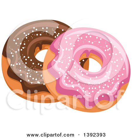 Clipart of Pink and Chocolate Glazed Donuts - Royalty Free Vector Illustration by Vector Tradition SM