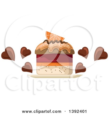 Clipart of a Cake with Chocolate Hearts - Royalty Free Vector Illustration by Vector Tradition SM