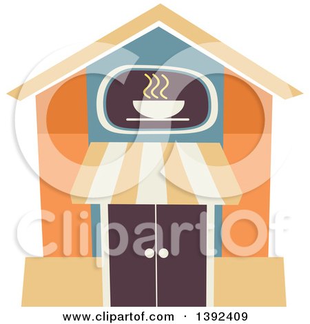 Clipart of a Flat Design Cafe Store Front - Royalty Free Vector Illustration by BNP Design Studio