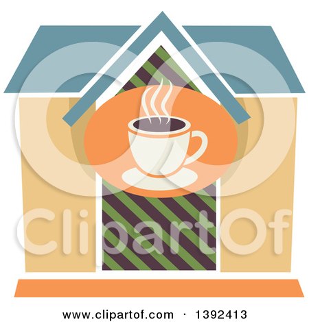 Clipart of a Flat Design Cafe Store Front - Royalty Free Vector Illustration by BNP Design Studio