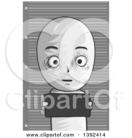 Clipart of a Grayscale Man Getting His Mug Shot Taken - Royalty Free Vector Illustration by BNP Design Studio