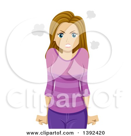 Clipart of a Mad Blond White Teen Girl - Royalty Free Vector Illustration by BNP Design Studio