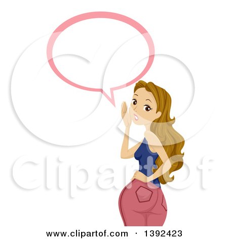 Clipart of a Blond White Teen Girl Looking Back and Talking - Royalty Free Vector Illustration by BNP Design Studio