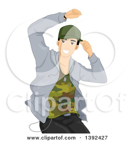 Clipart of a Male Hip Hop Dancer in Action - Royalty Free Vector Illustration by BNP Design Studio