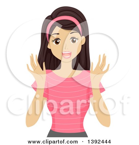 Clipart of a Happy Teen Girl Looking Surprised - Royalty Free Vector Illustration by BNP Design Studio