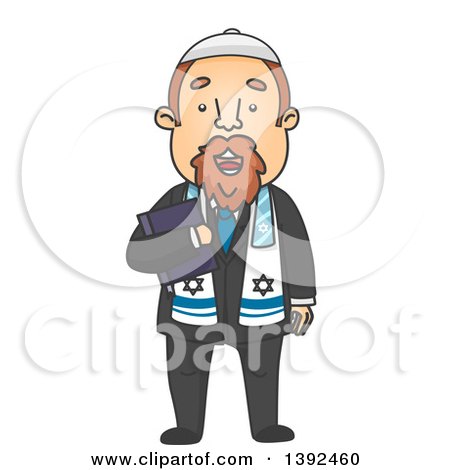 Clipart of a Cartoon Jewish Priest Holding a Bible - Royalty Free Vector Illustration by BNP Design Studio