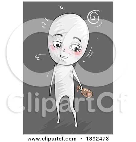 Clipart of a Drunk Man Walking - Royalty Free Vector Illustration by BNP Design Studio