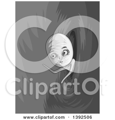 Clipart of a Grayscale Man Being Sucked Through a Portal - Royalty Free Vector Illustration by BNP Design Studio