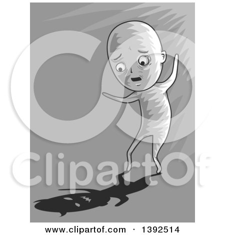Clipart of a Man Seeing His Scary Shadow - Royalty Free Vector Illustration by BNP Design Studio
