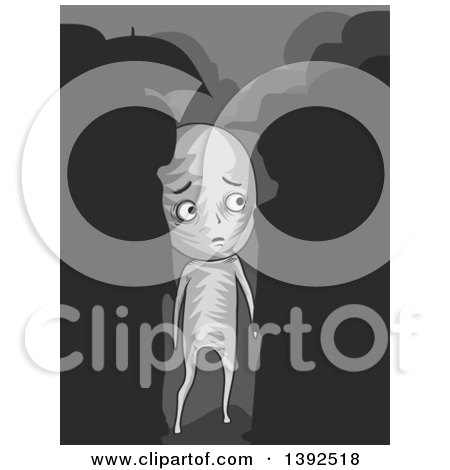 Clipart of a Confused Man Lost in a Crowd - Royalty Free Vector Illustration by BNP Design Studio