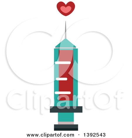 Clipart of a Flat Design Syringe with Blood - Royalty Free Vector Illustration by BNP Design Studio