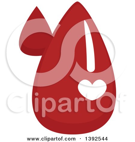Clipart of a Flat Design Heart on Blood Drops - Royalty Free Vector Illustration by BNP Design Studio