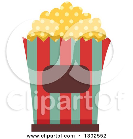 Clipart of a Flat Design Popcorn Bucket - Royalty Free Vector Illustration by BNP Design Studio