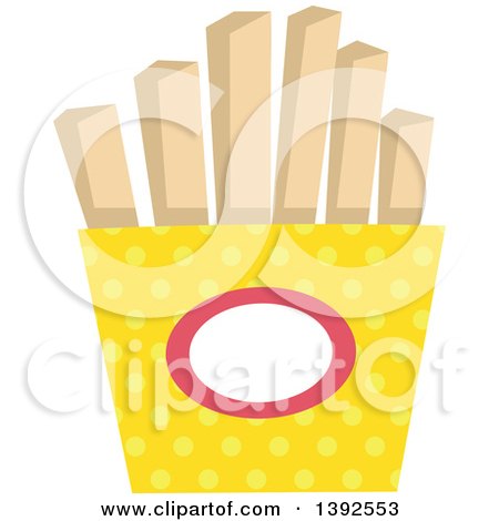 Clipart of a Flat Design Container of French Fries - Royalty Free Vector Illustration by BNP Design Studio