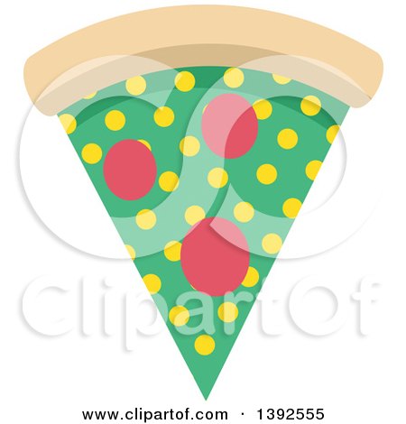 Clipart of a Flat Design Slice of Pizza - Royalty Free Vector Illustration by BNP Design Studio