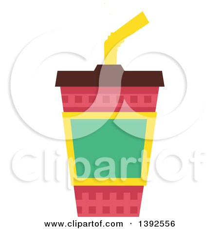Clipart of a Flat Design Fountain Soda - Royalty Free Vector Illustration by BNP Design Studio