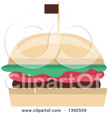 Clipart of a Flat Design Burger - Royalty Free Vector Illustration by BNP Design Studio