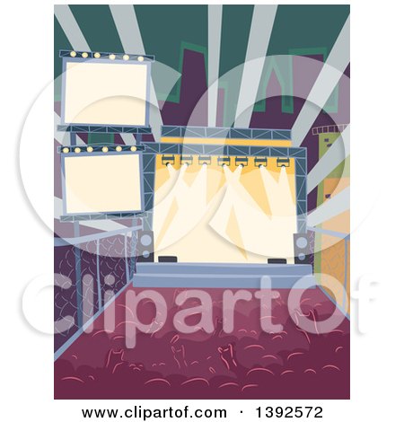 Clipart of a Concert Audience and Stage - Royalty Free Vector Illustration by BNP Design Studio