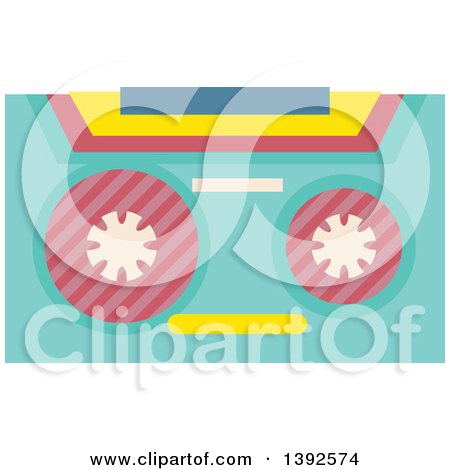 Clipart of a Flat Design Cassette Tape - Royalty Free Vector Illustration by BNP Design Studio
