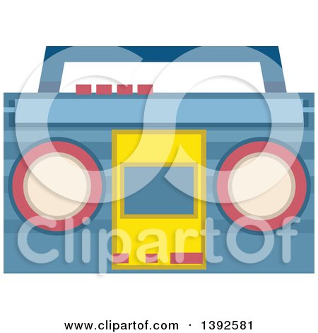 Clipart of a Flat Design Boom Box Radio - Royalty Free Vector Illustration by BNP Design Studio