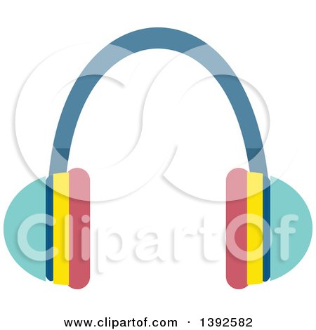 Clipart of a Flat Design Pair of Headphones - Royalty Free Vector Illustration by BNP Design Studio