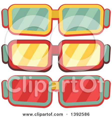 Clipart of Flat Design Movie Glasses - Royalty Free Vector Illustration by BNP Design Studio