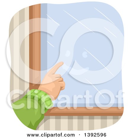 Clipart of a Hand Drawing a Happy Face on a Foggy Window - Royalty Free Vector Illustration by BNP Design Studio