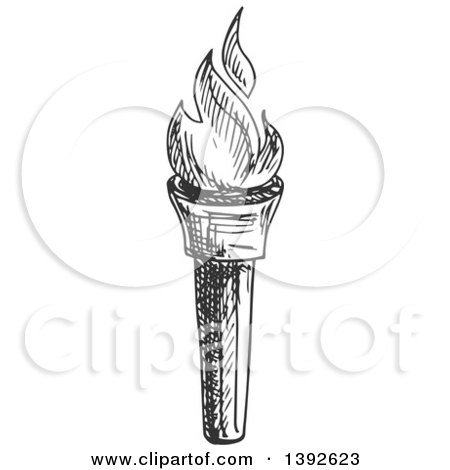 Clipart of a Sketched Gray Torch - Royalty Free Vector Illustration by Vector Tradition SM
