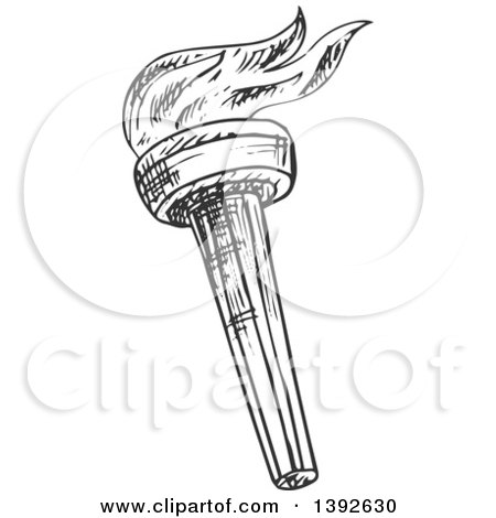 Clipart of a Sketched Gray Torch - Royalty Free Vector Illustration by Vector Tradition SM
