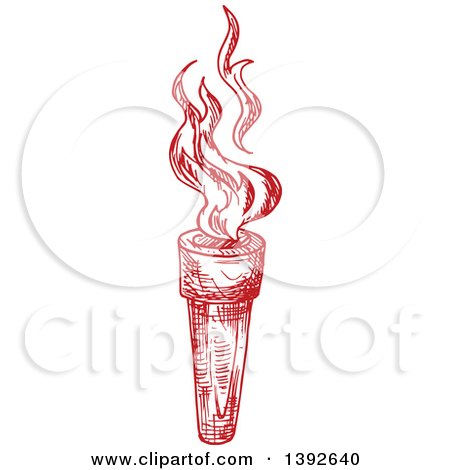 Clipart of a Sketched Red Torch - Royalty Free Vector Illustration by Vector Tradition SM