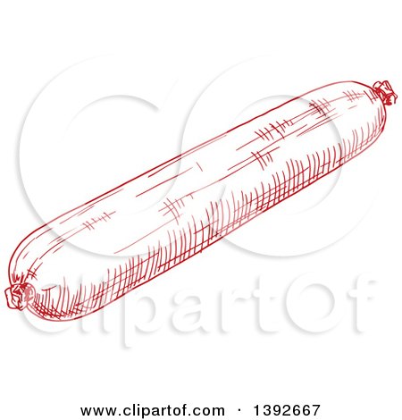 Clipart of a Red Sketched Sausage - Royalty Free Vector Illustration by Vector Tradition SM