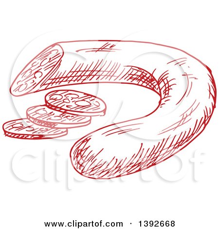 Clipart of a Red Sketched Sausage - Royalty Free Vector Illustration by Vector Tradition SM